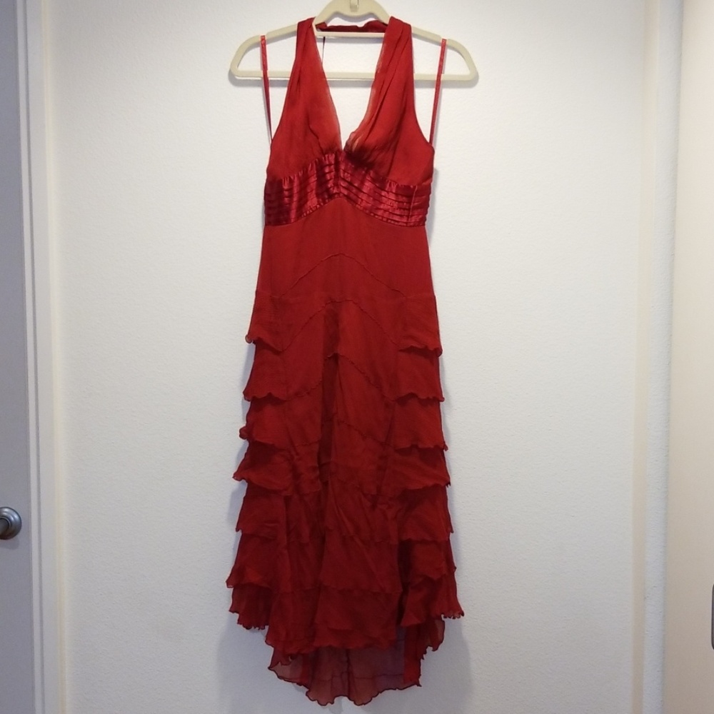 Max Azria Collection Silk Red Halter Dress